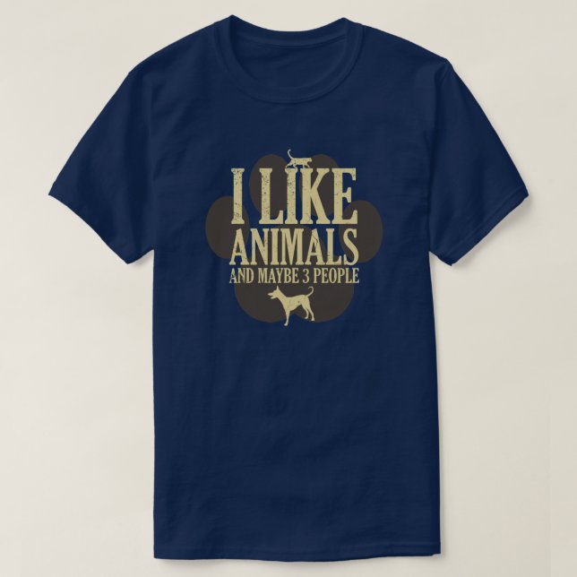 Jag tycker om djur och kanske 3 personer introduce t shirt (Design framsida)