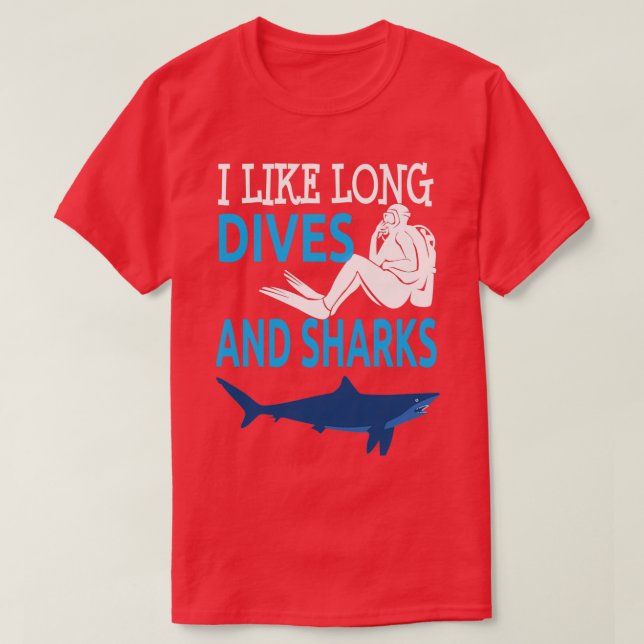 Jag tycker om Dykan Långa divor och Sharkes Diver T Shirt (Design framsida)