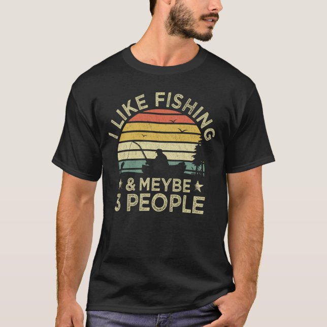 Jag tycker om fiske och kanske 3 personer som fisk t shirt (Framsida)