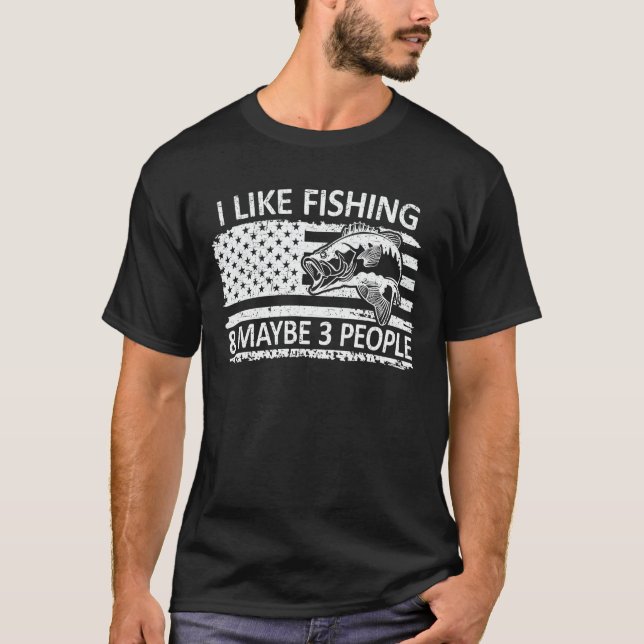 Jag tycker om fiske och kanske 3 personer som fisk t shirt (Framsida)