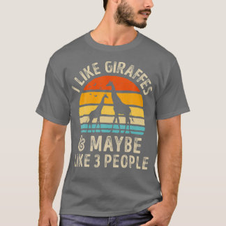 Jag tycker om Giraffes och kanske 3 människor, Fun T Shirt