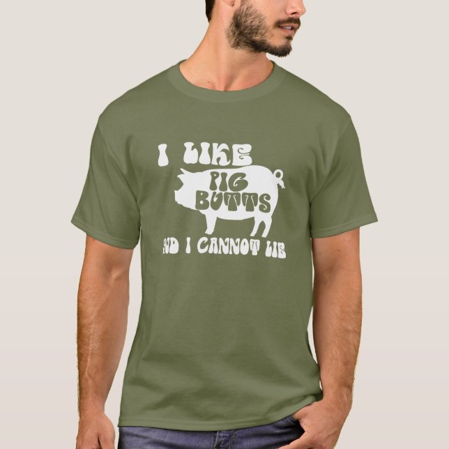 Jag tycker om Gris-knapp och kan inte Ljuga BBQ T-shirt (Framsida)