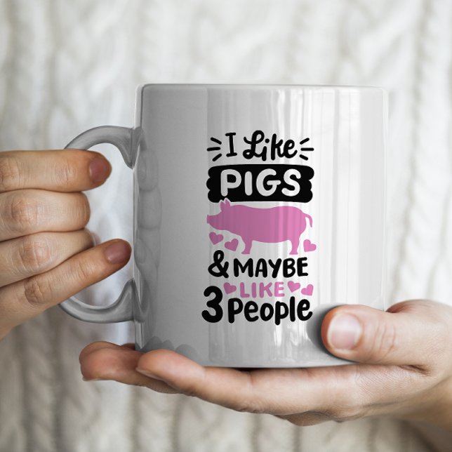 "Jag tycker om grisar och kanske tre människor" lu Kaffemugg (Skapare uppladdad)