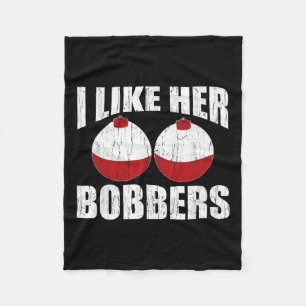 Jag tycker om hennes Bobbres Funny Fishing Par Gif Fleecefilt