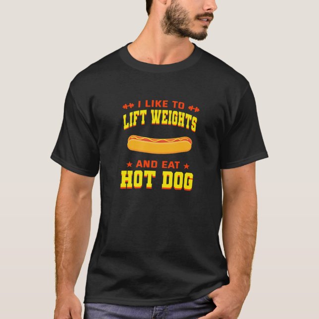 Jag tycker om Hiss-vikter och Hett-Hund Foodie Sau T Shirt (Framsida)