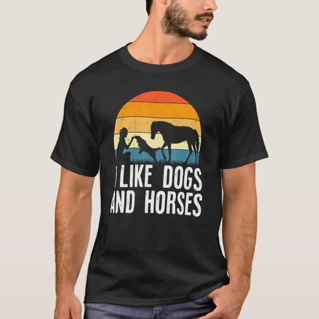 Jag tycker om Hundar och hästar som Riding Dotter  T Shirt (Framsida)