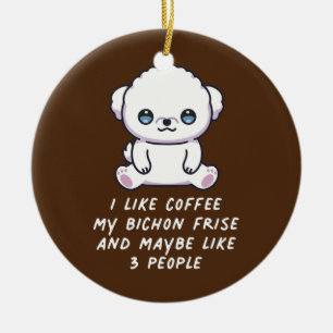 Jag tycker om kaffe och kanske tre personer julgransprydnad keramik