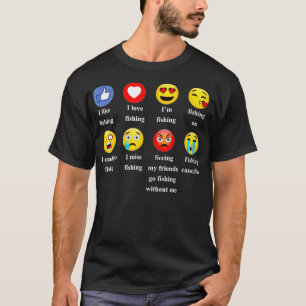 Jag tycker om Kärlek Fishing Funny Emoji Emoticons T Shirt