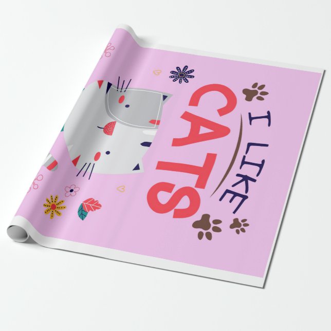 Jag tycker om katter mer än folk Gift, Cute Kitten Presentpapper (Utrullad)