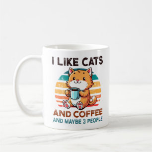 Jag tycker om katter och kaffe och kanske 3 männis kaffemugg