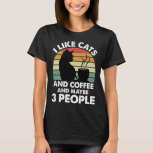 Jag tycker om katter och kaffe och kanske tre männ t shirt