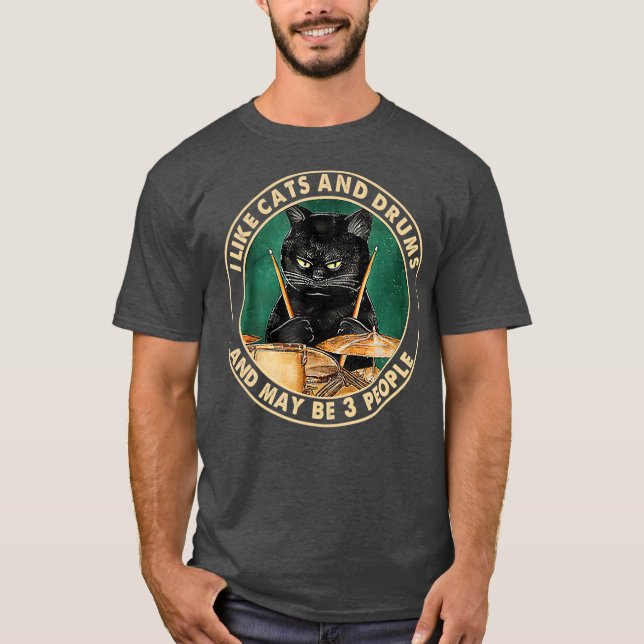 Jag tycker om katter och torsk och kanske 3 katter t shirt (Framsida)