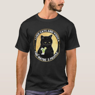 Jag tycker om katter och vodka och kanske tre Vint T Shirt