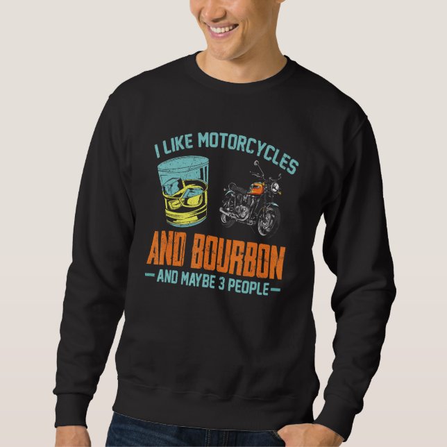 Jag tycker om motorcyklar och Bourbon-Roligten Bou Lång Ärmad Tröja (Framsida)