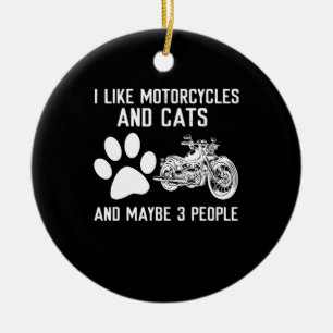 Jag tycker om motorcyklar och katter. julgransprydnad keramik