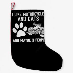 Jag tycker om motorcyklar och katter. liten julstrumpa