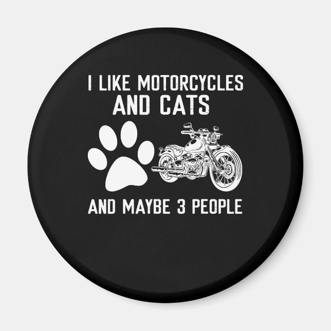 Jag tycker om motorcyklar och katter... magnet (Framsidan)
