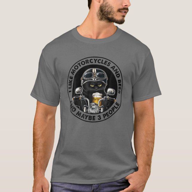 Jag tycker om motorcyklar och öl och kanske 3 pers t shirt (Framsida)