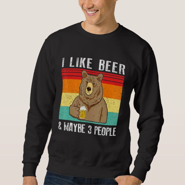 Jag tycker om öl och kanske tre människor dricker. lång ärmad tröja (Framsida)