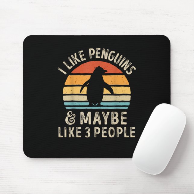 Jag tycker om Penguins och kanske 3 människor, Fun Musmatta (Med mus)