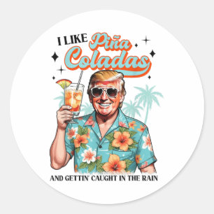 Jag tycker om Pina Colada, sommardrickande, underl Runt Klistermärke