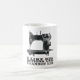 Jag tycker om stora knappar och kan inte Ljuga Kaffemugg