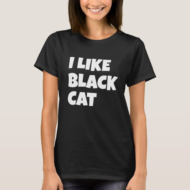 Jag tycker om svart kattdesign t shirt (Framsida)