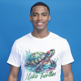 Jag tycker om Turtles Red-örda Slider Turtle Älska T Shirt