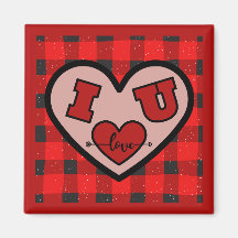 Jag ♥ U Jag älskar dig Buffalo Plaid Magnet