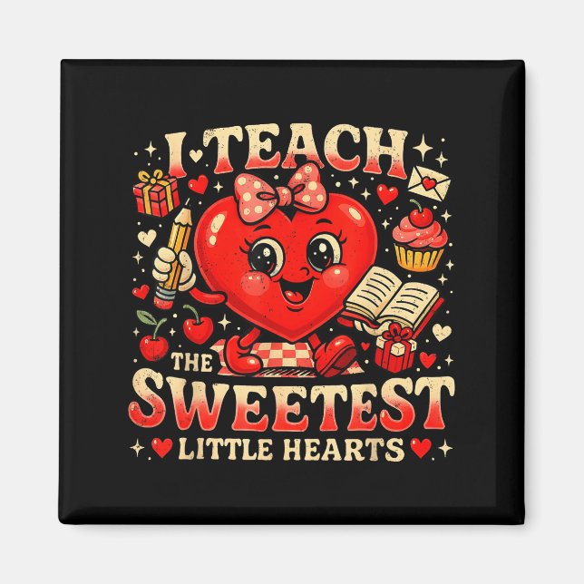 Jag Undervisar De Sötaste Små Hjärtan Valentine Un Magnet (Framsidan)