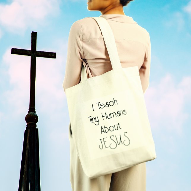 Jag Undervisar Små Människor Om Jesus Kyrka Tote V Tygkasse (Christian Teacher Church Tote Bag)