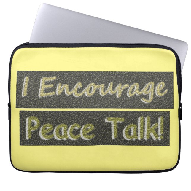 "Jag uppmuntrar fredssamtal!" Cute Design. Köp nu Laptop Fodral (Framsidan)