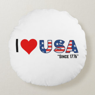 Jag ❤️ USA - sedan 1776 Rund Kudde