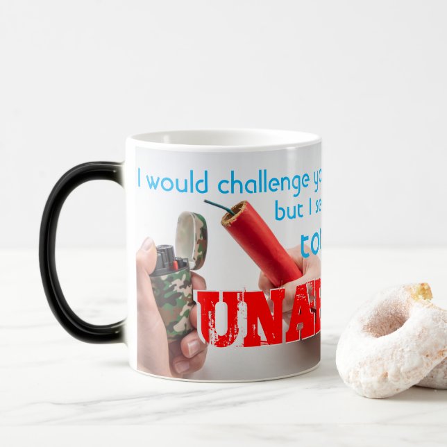 Jag utmanar dig till en BATTLE of WITS... Magisk Mugg (Med munk)