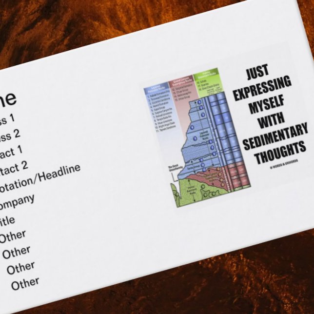 Jag uttrycker mig bara med sömniga tankar visitkort (No need to be a geologist or stratigrapher to enjoy introducing yourself with this biz card)