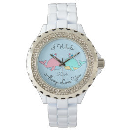 Jag valar alltid Kärlek Du Kawaii Blue Monogram Armbandsur