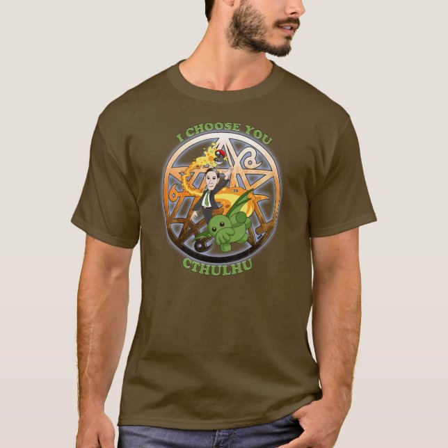 Jag väljer Cthulhu: Orange Tee Shirt (Framsida)
