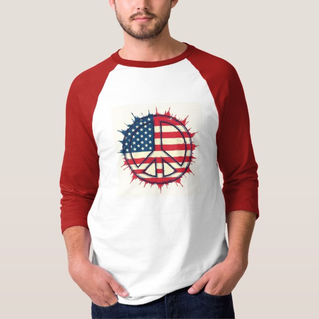 Jag väljer fred - USA flagga design- T Shirt (Framsida)