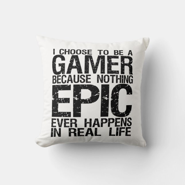 Jag väljer Gamer Funny Pillow för spel Geek Kudde (Framsida)