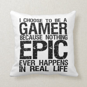 Jag väljer Gamer Funny Pillow för spel Geek Kudde