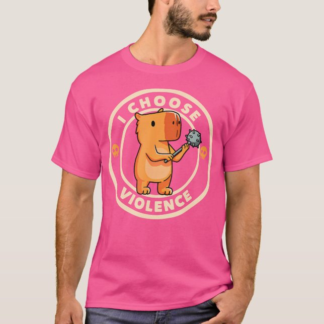 Jag Väljer Våld Rolig Capybara T Shirt (Framsida)