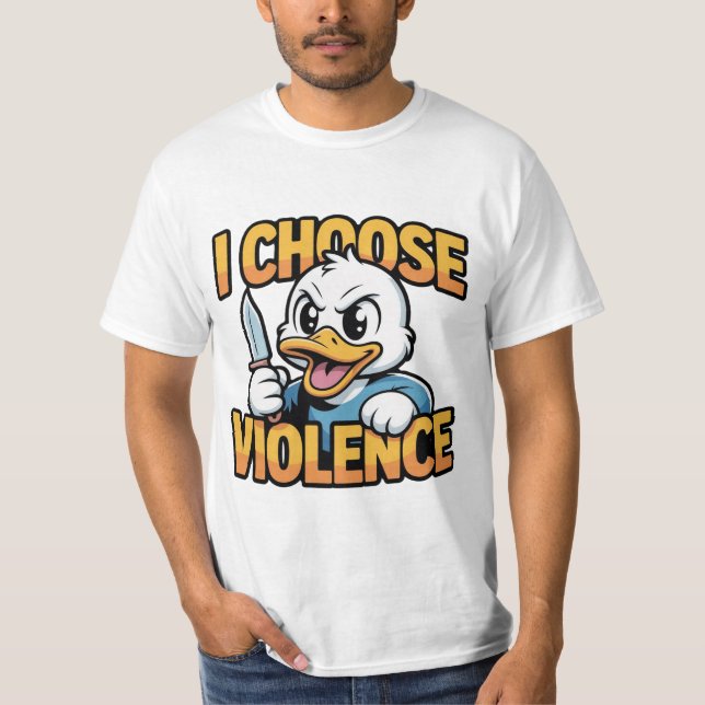 Jag Väljer Våld – Roligt Ilsket Anka Meme Översize T Shirt (Framsida)