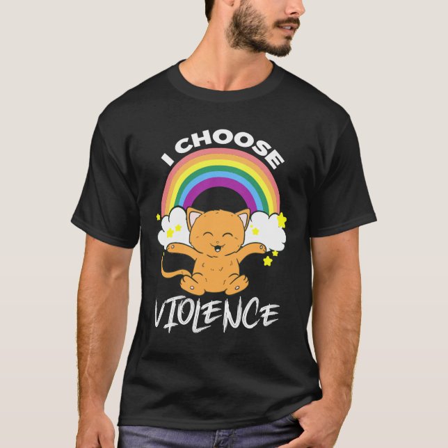 Jag väljer Violence Cute Rainbow Cloud Stars T Shirt (Framsida)
