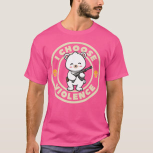 Jag väljer Violence Funny Cute Bear Holding Gun T Shirt