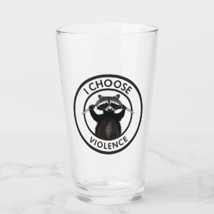 Jag väljer Violence Funny Raccoon Glaskopp