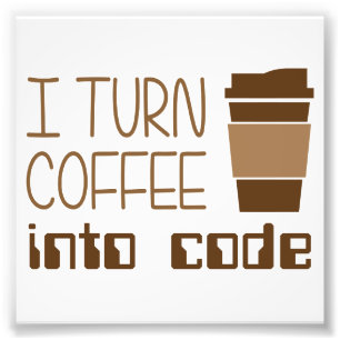 Jag vänder kaffe in i att programmera kodifierar fototryck