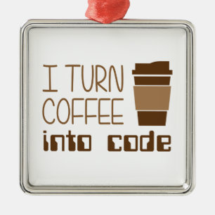 Jag vänder kaffe in i att programmera kodifierar julgransprydnad metall