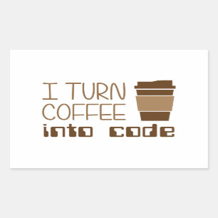 Jag vänder kaffe in i att programmera kodifierar rektangulärt klistermärke