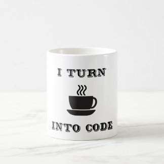 Jag vänder kaffe in i kodifierar på kaffemuggen kaffemugg