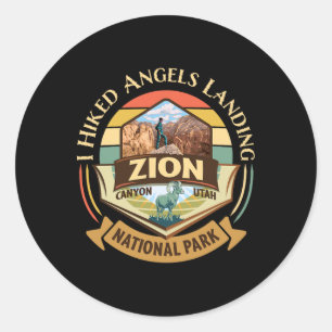 Jag vandrade Angels Landing Zion Retro Vintage Sun Runt Klistermärke